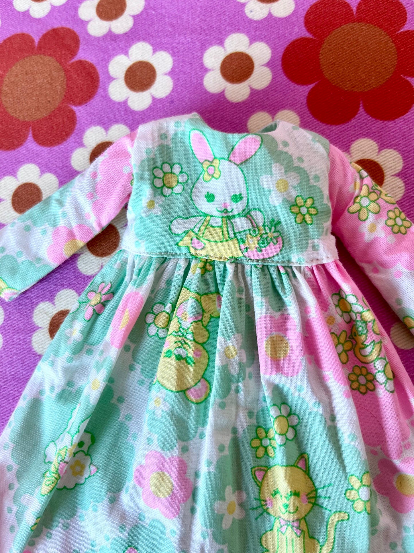 Green Cute Easter Bunny Family Dress for Blythe Doll.