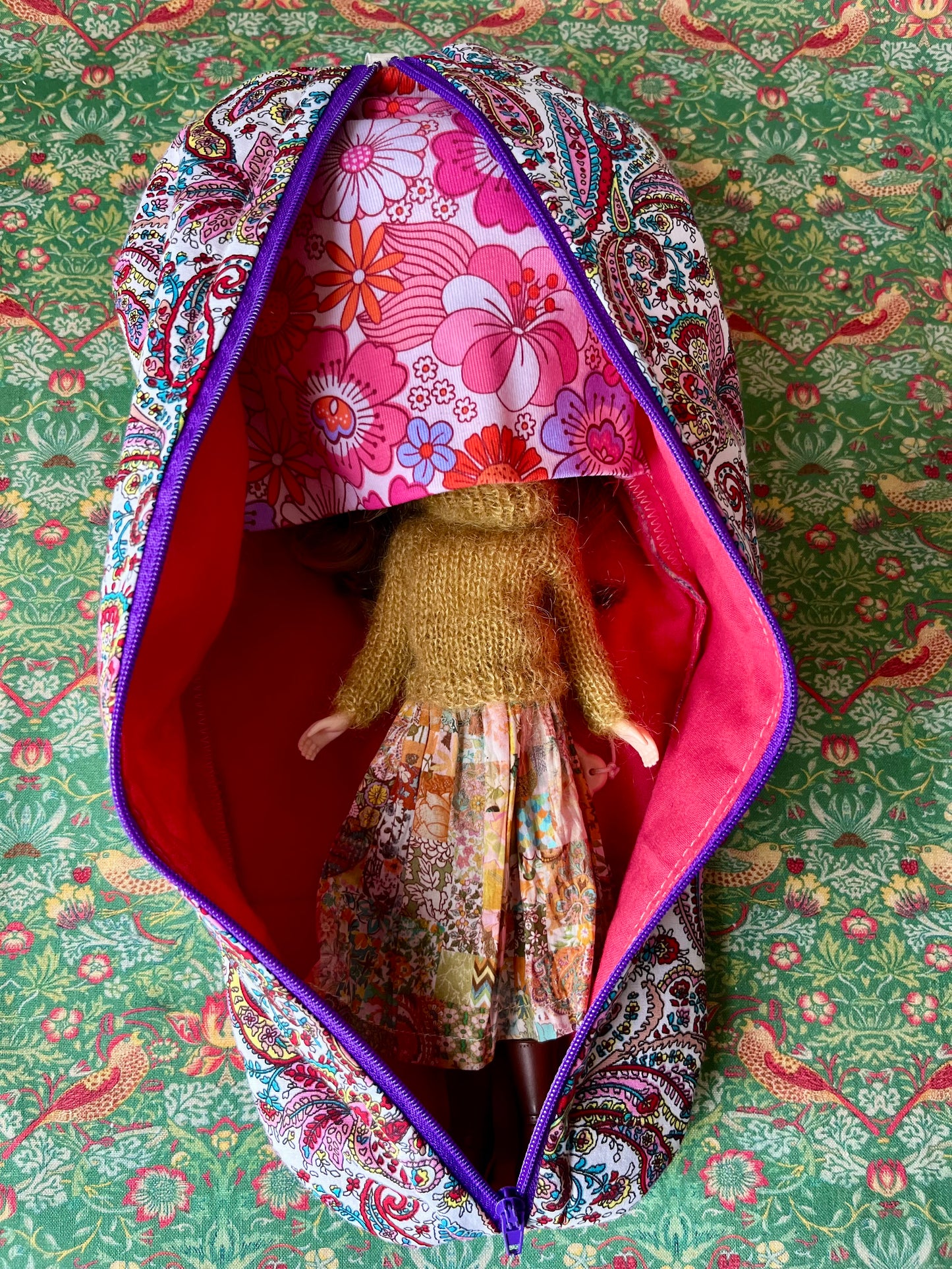 Paisley fabric Blythe Doll Cary Case Neo-Blythe size