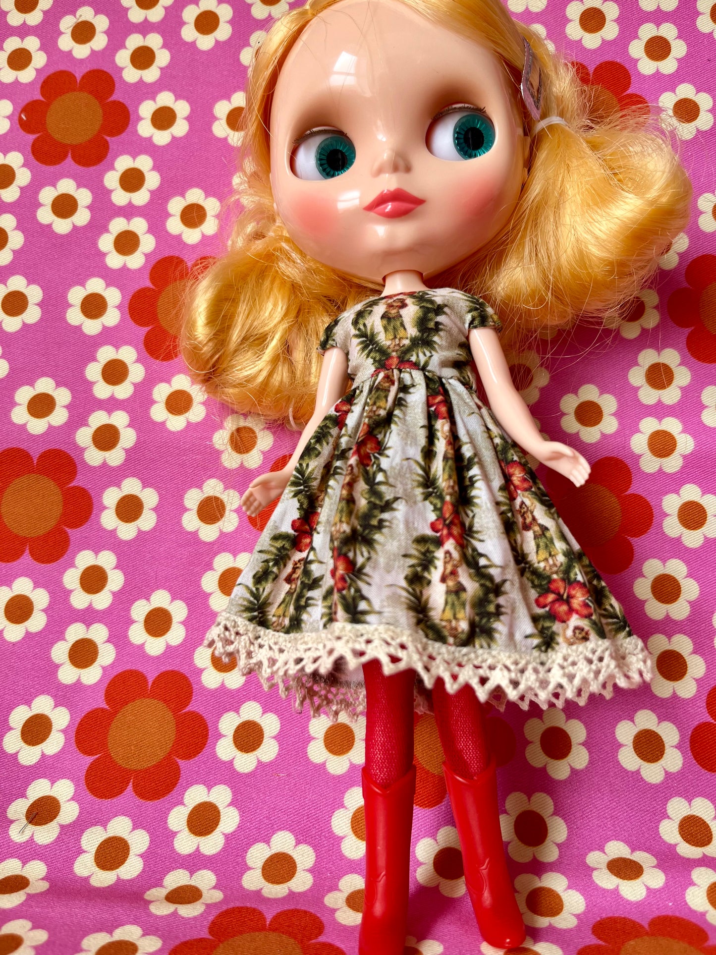 Hula Girl Summer Cap Sleeve Dress for Blythe Doll
