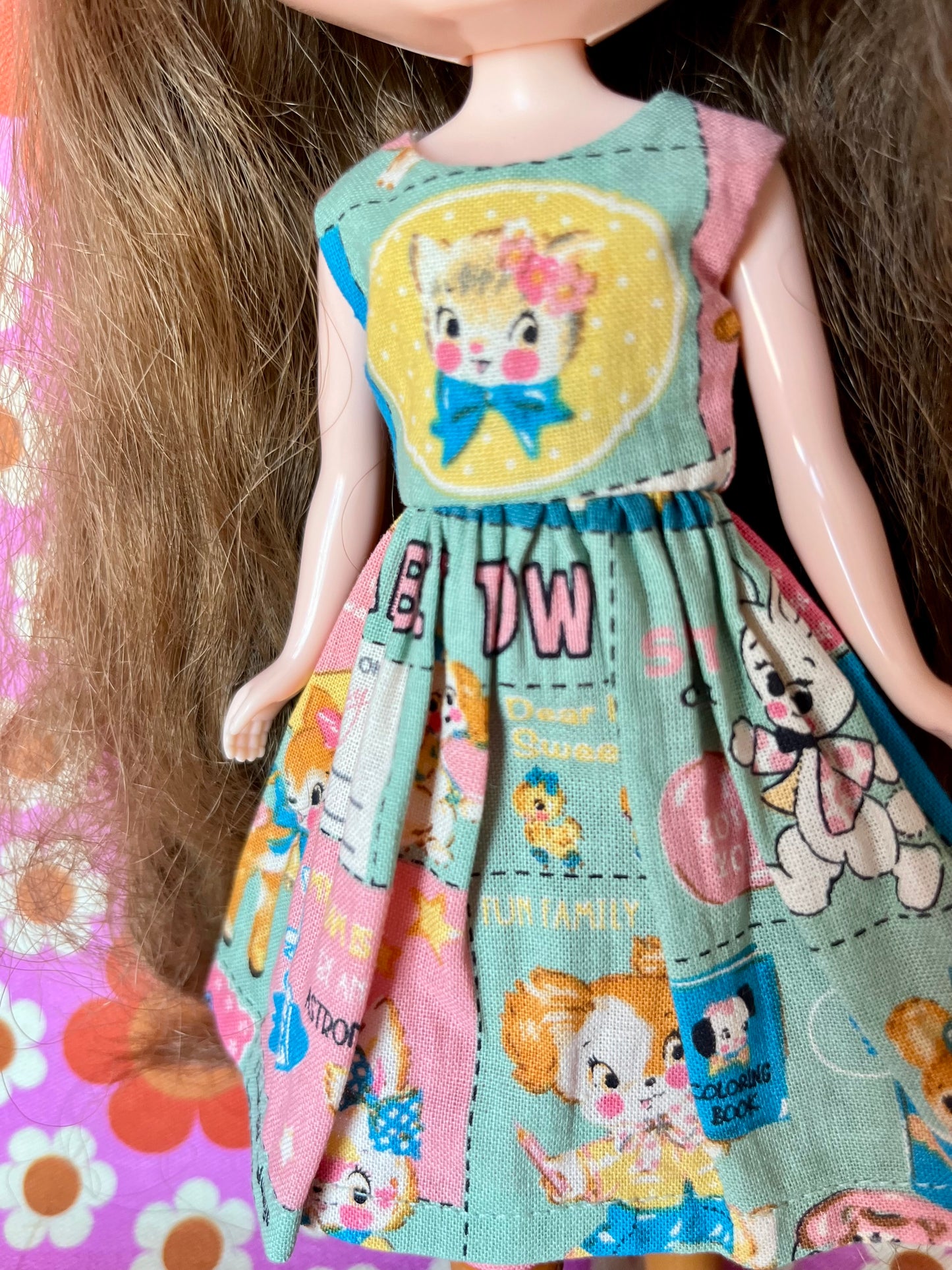 White Cat Summer Simple Sleeveless Dress for Blythe