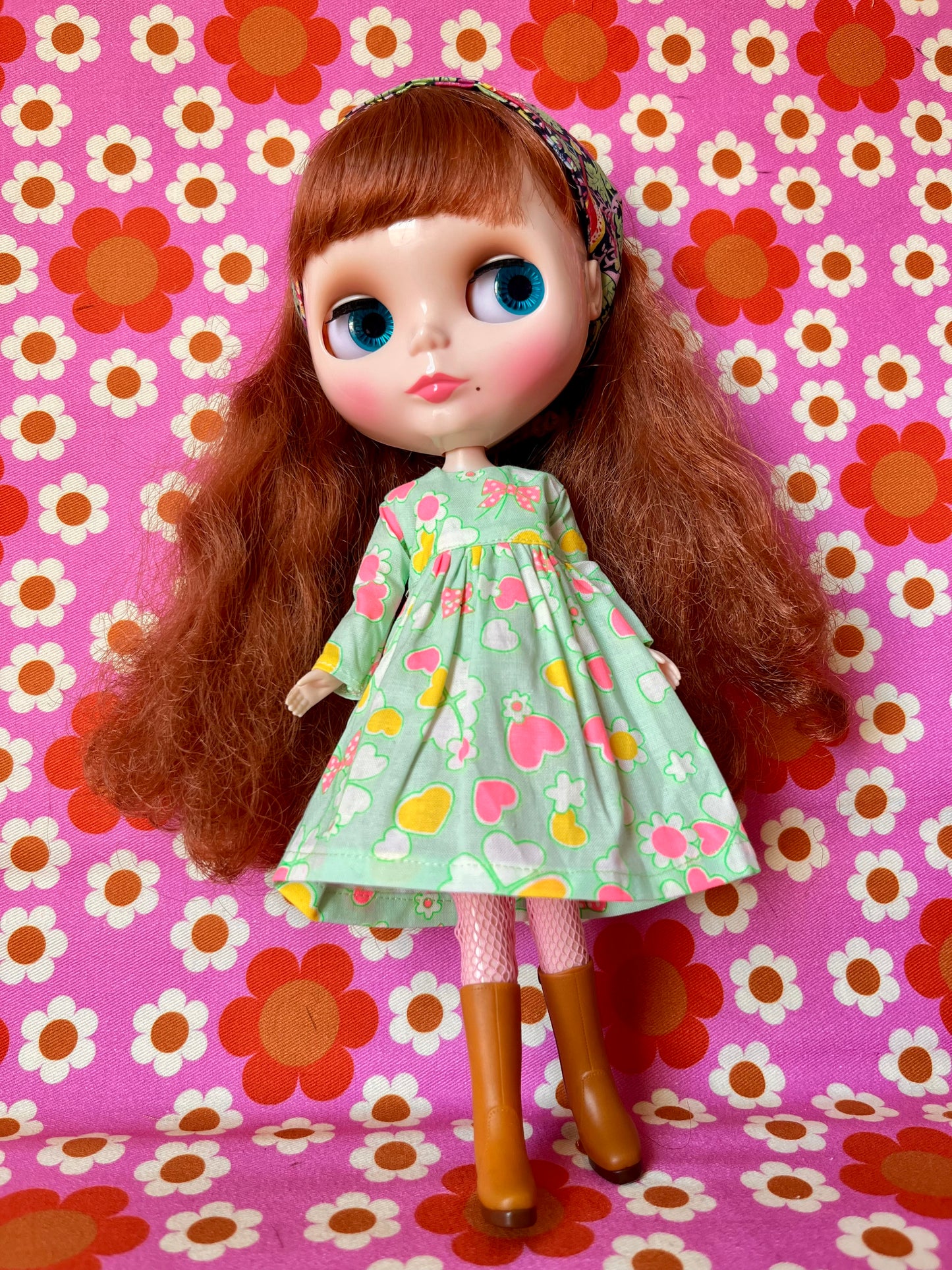 Antique Pink Cute Daisy Clover Dress for Blythe Doll