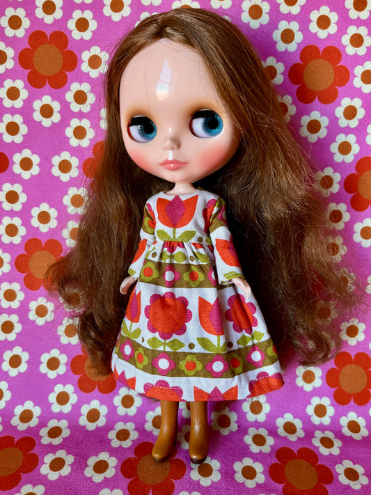 Mod Flower Long Sleeve Dress for Blythe Doll