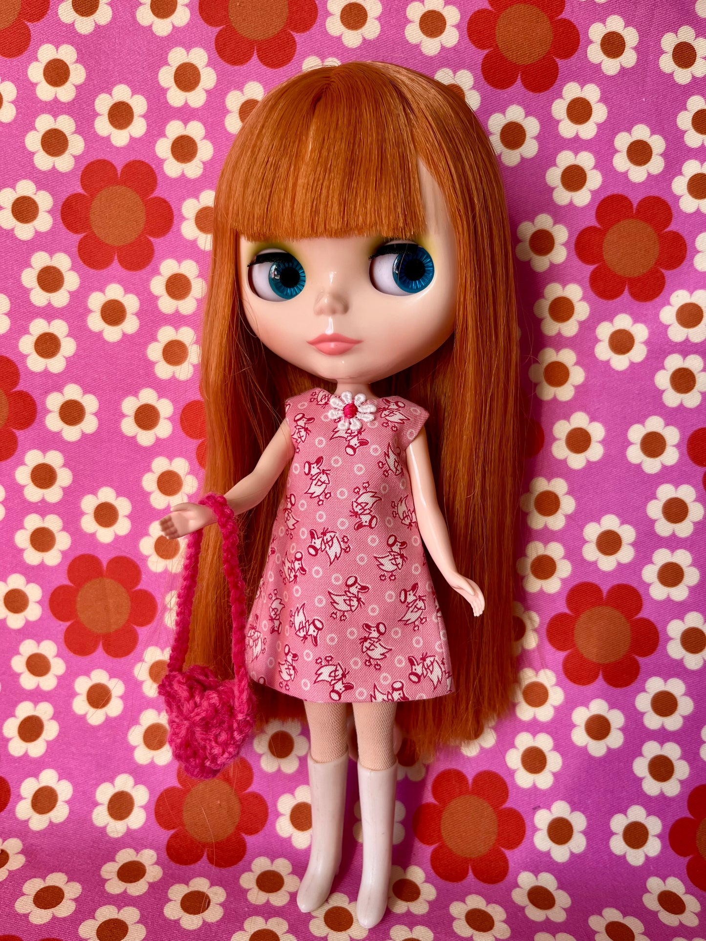 Pink Small Chick Easter Print Dress for Blythe Doll & bag