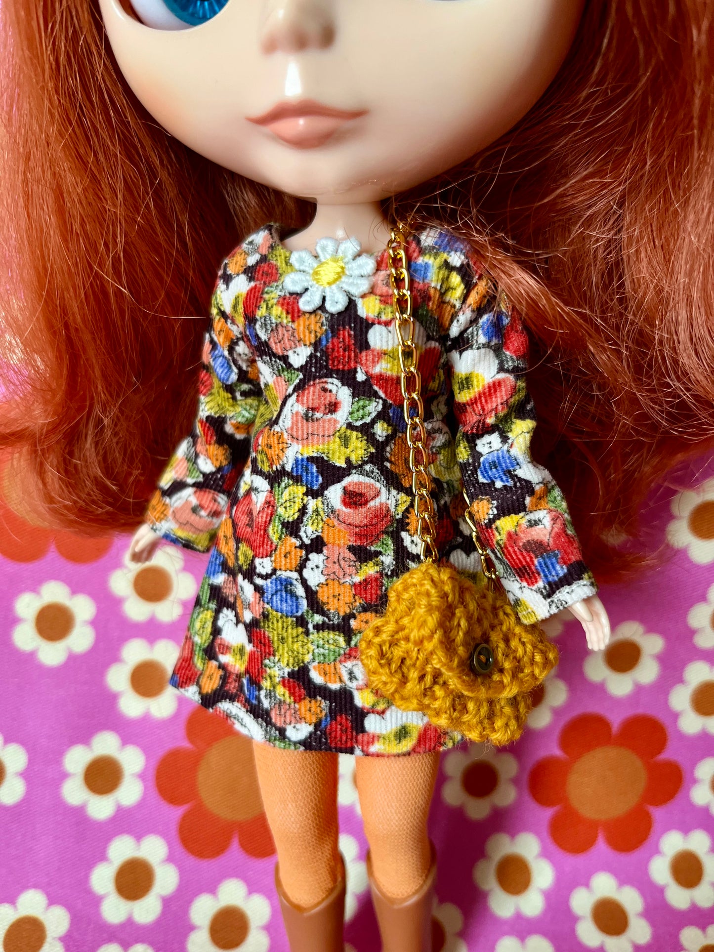 Liberty Corduroy Shift dress with sleeves & Bag which opens