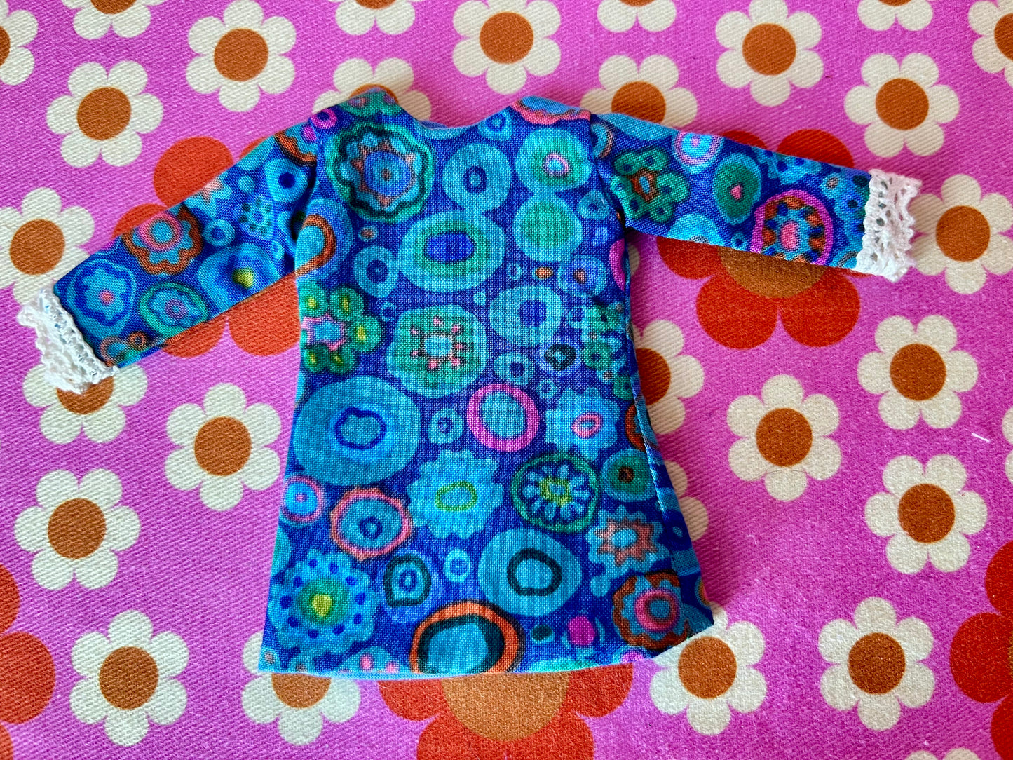 Paperweight Blue Long Sleeve Shift Dress for Blythe Doll