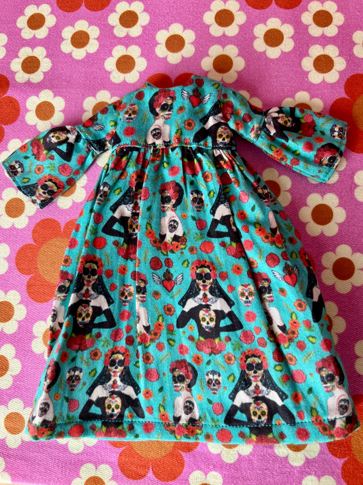Halloween Day of the Dead Long Dress for Blythe Doll