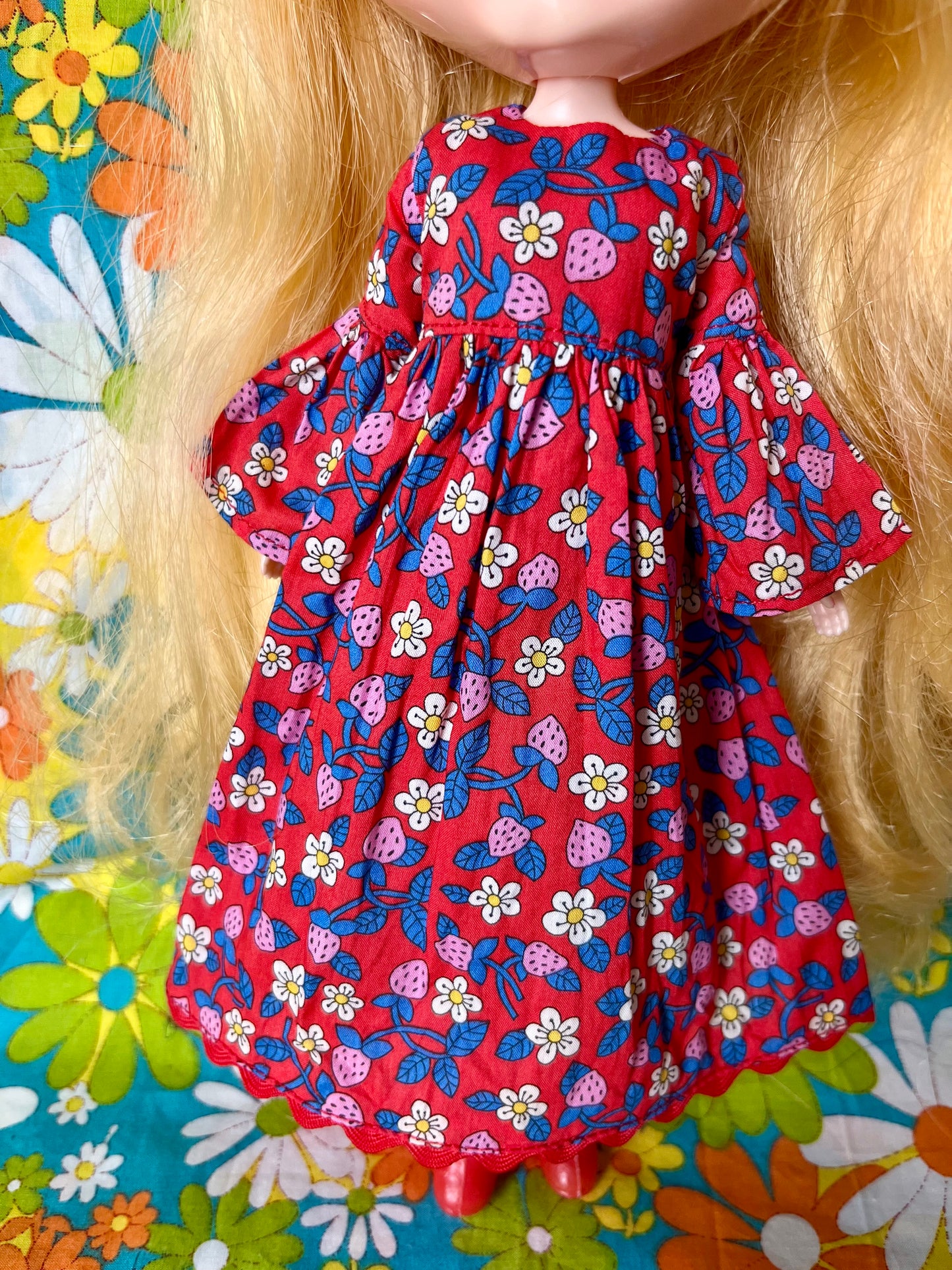 Liberty Red Strawberry Fields Beatles Psychedelic Dress