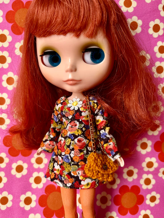 Liberty Corduroy Shift dress with sleeves & Bag which opens