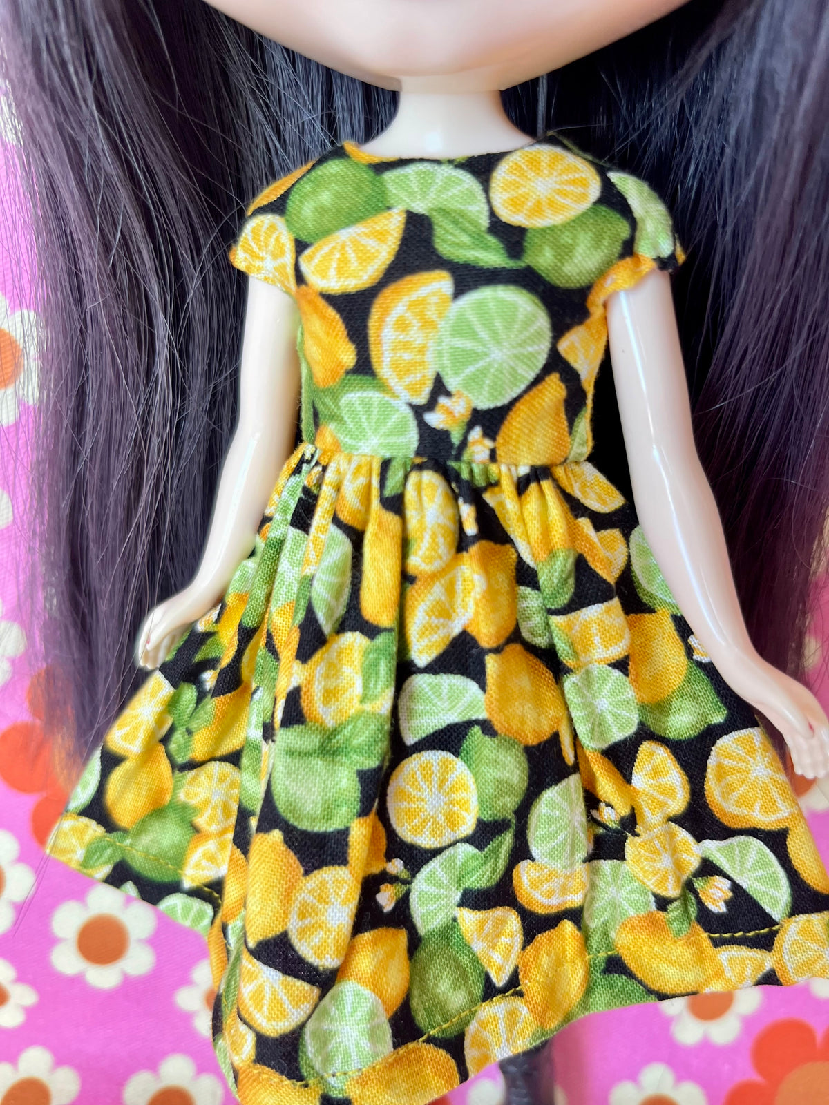 Lemons Summer Cap Sleeve Dress for Blythe Doll