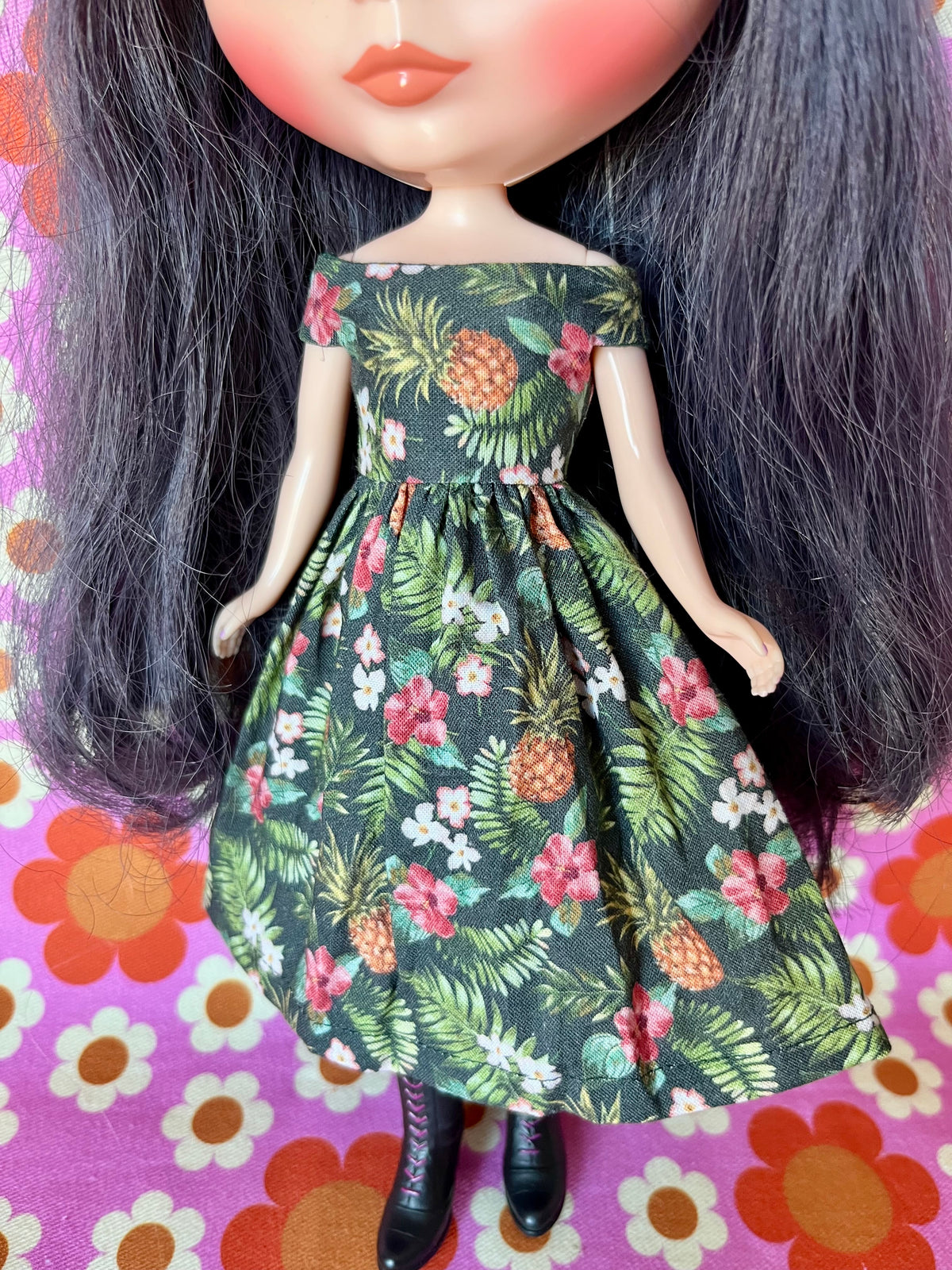 Pineapple Off shoulder Brigitte Dress for Blythe Doll