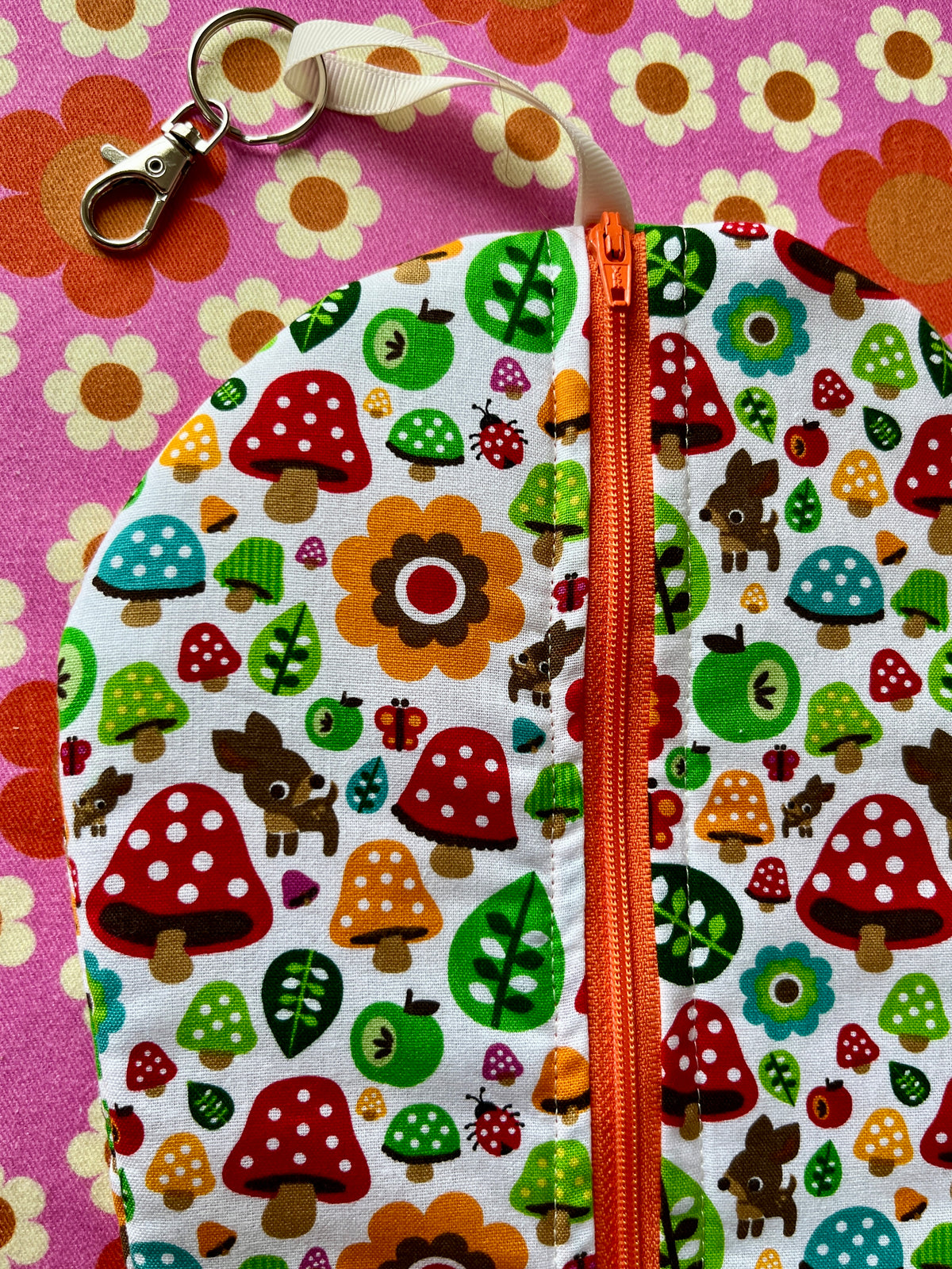 Mushroom print fabric Blythe Doll Cary Case Neo-Blythe size