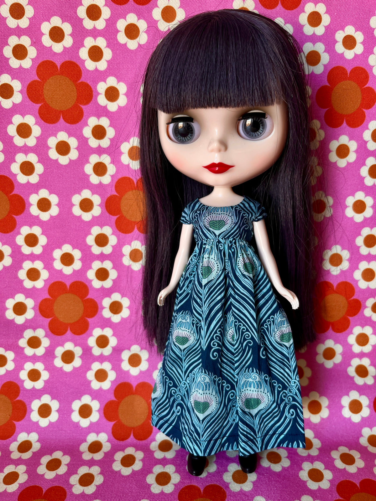 Goth Austen Liberty Regency Dress for Blythe Doll Peacock