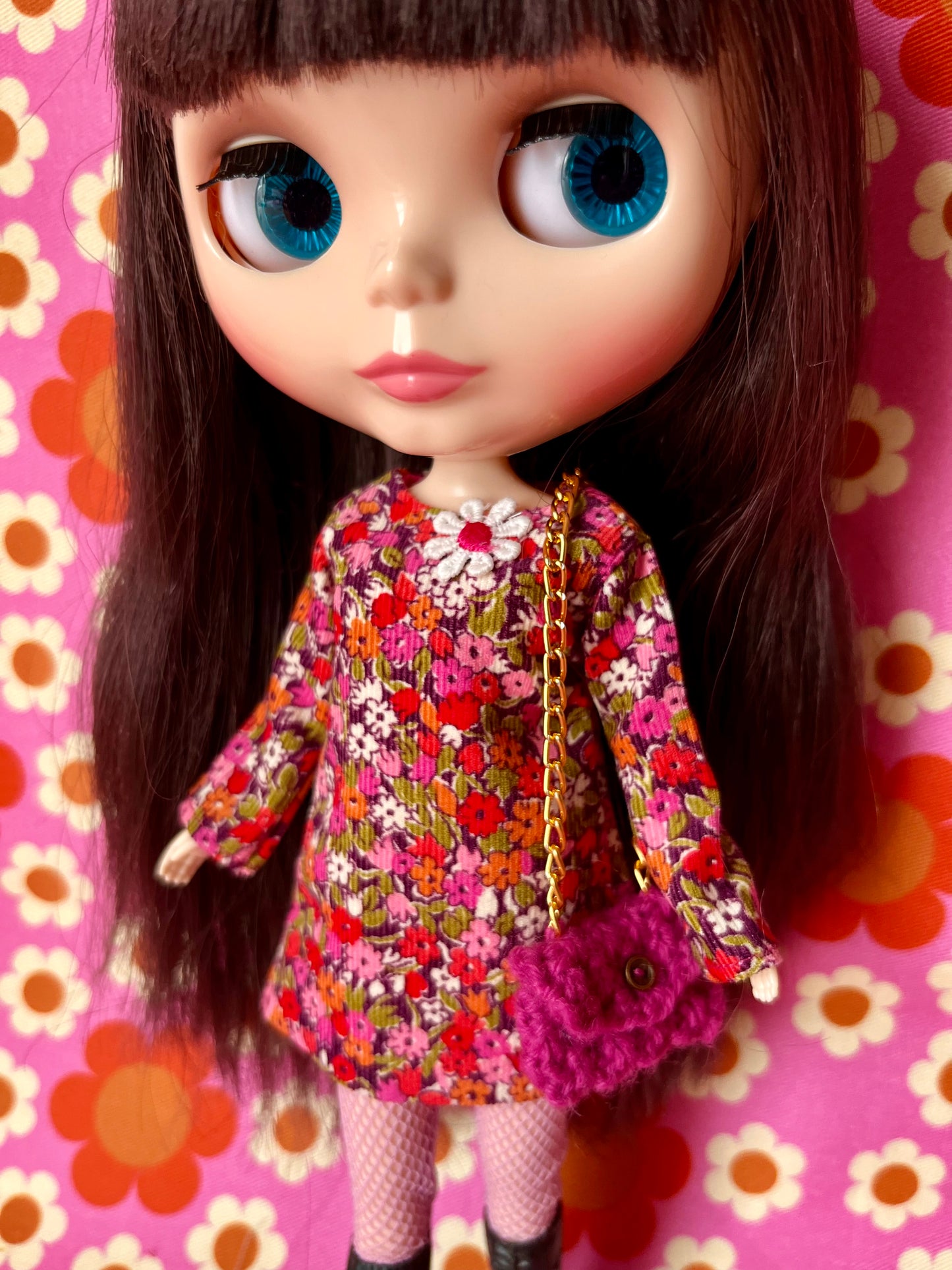 Liberty Corduroy Shift dress with sleeves & Bag which opens