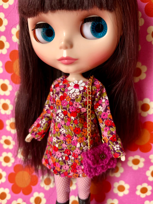 Liberty Corduroy Shift dress with sleeves & Bag which opens