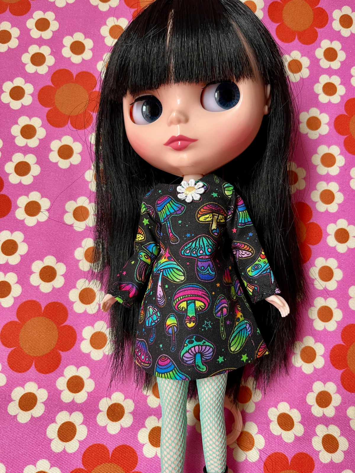 Mushroom Print Mod Shift dress with Sleeves