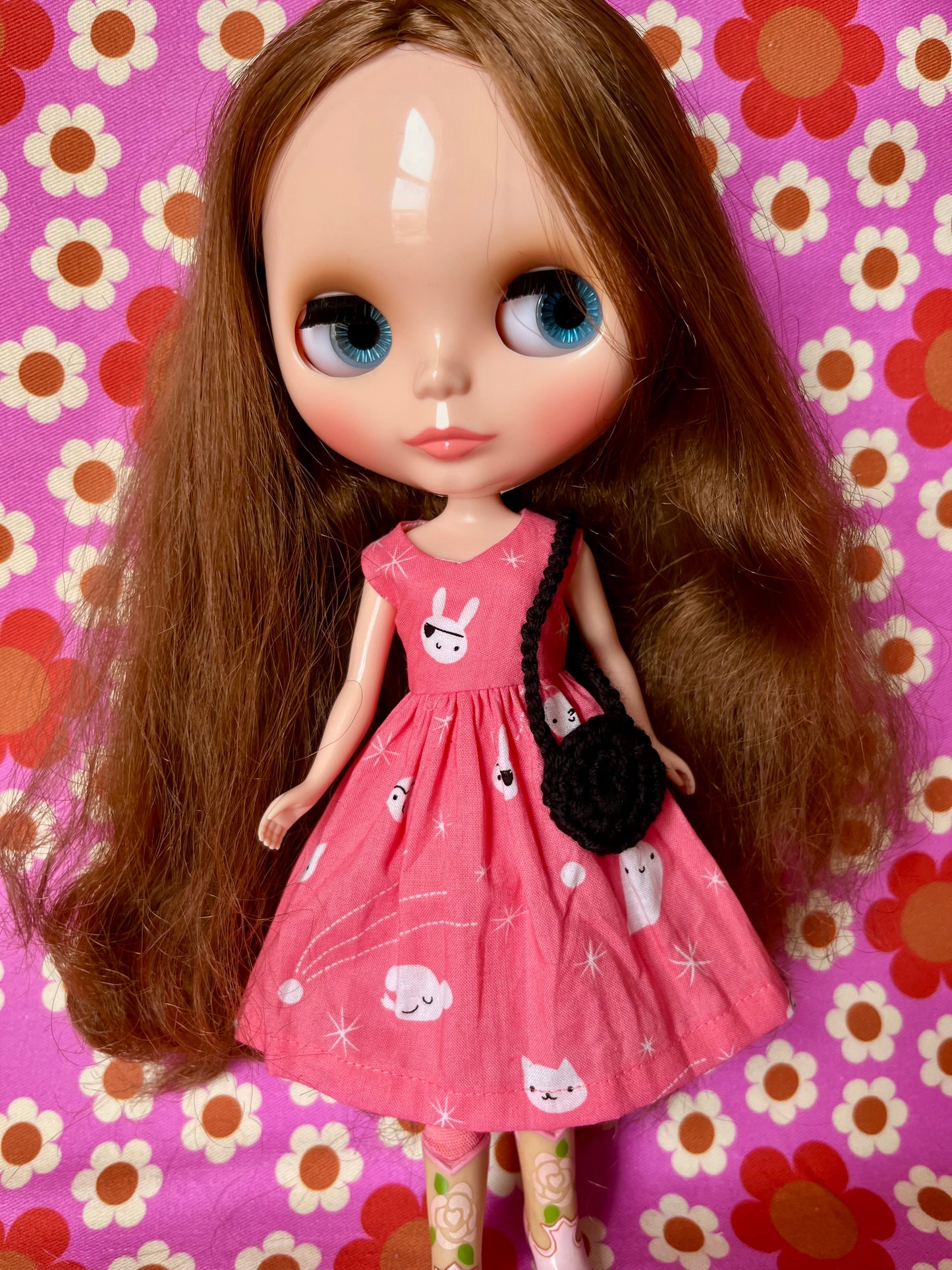 Pirate Easter Bunny  Print Dress for Blythe Doll & bag