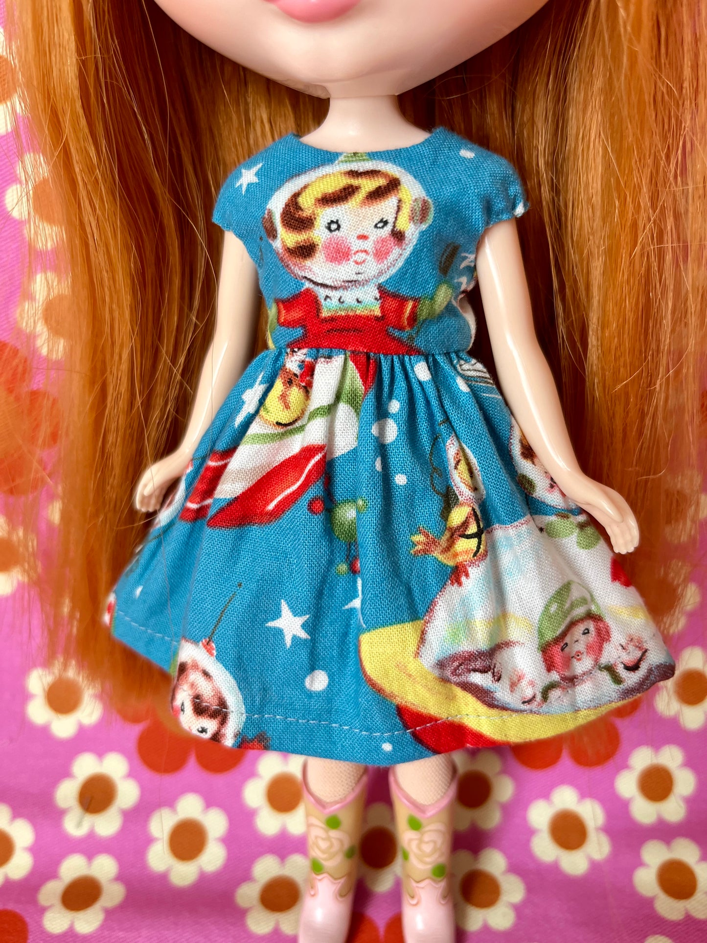 Rocket Rascals Summer Cap Sleeve Dress for Blythe Doll
