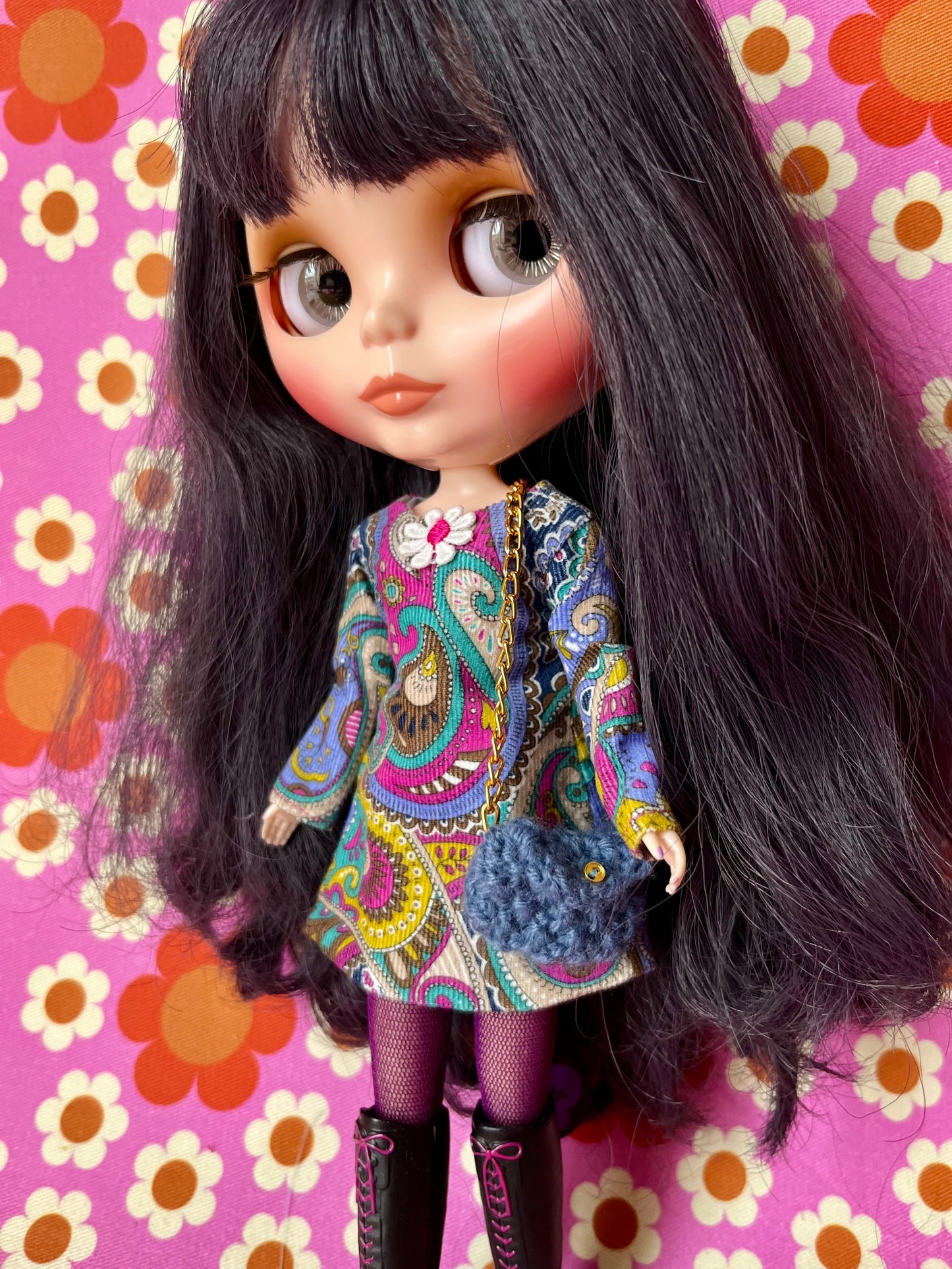 Liberty Corduroy Shift dress with sleeves & Bag which opens