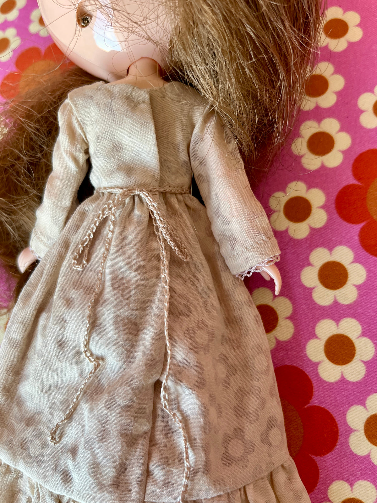 Tea Dyed Long Maypole Folk Dress for Blythe Doll