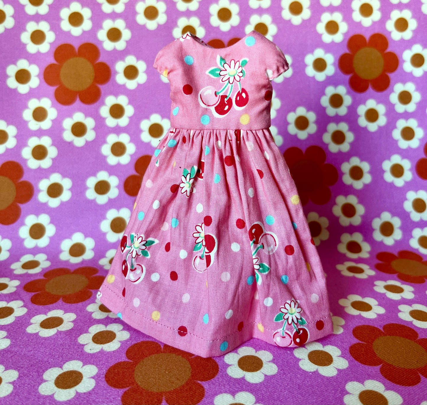 Pink Cherry Valentine Cap Sleeve Dress for Blythe Doll