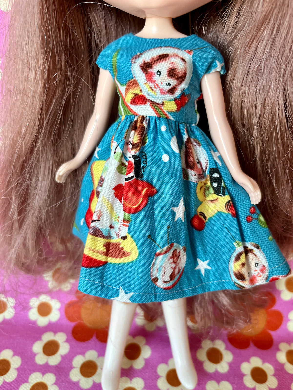Rocket Rascals Summer Cap Sleeve Dress for Blythe Doll