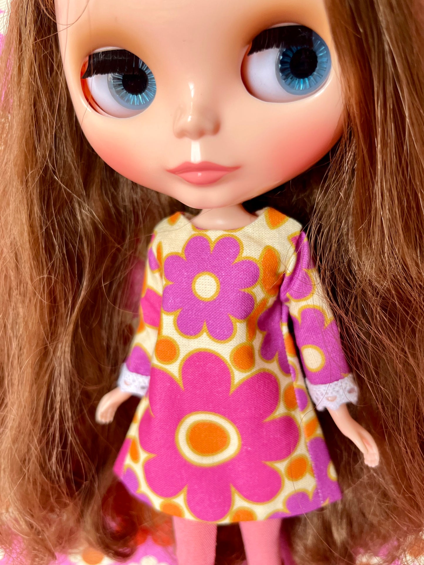 Alice Apple Mod Shift dress with long sleeves OOAK