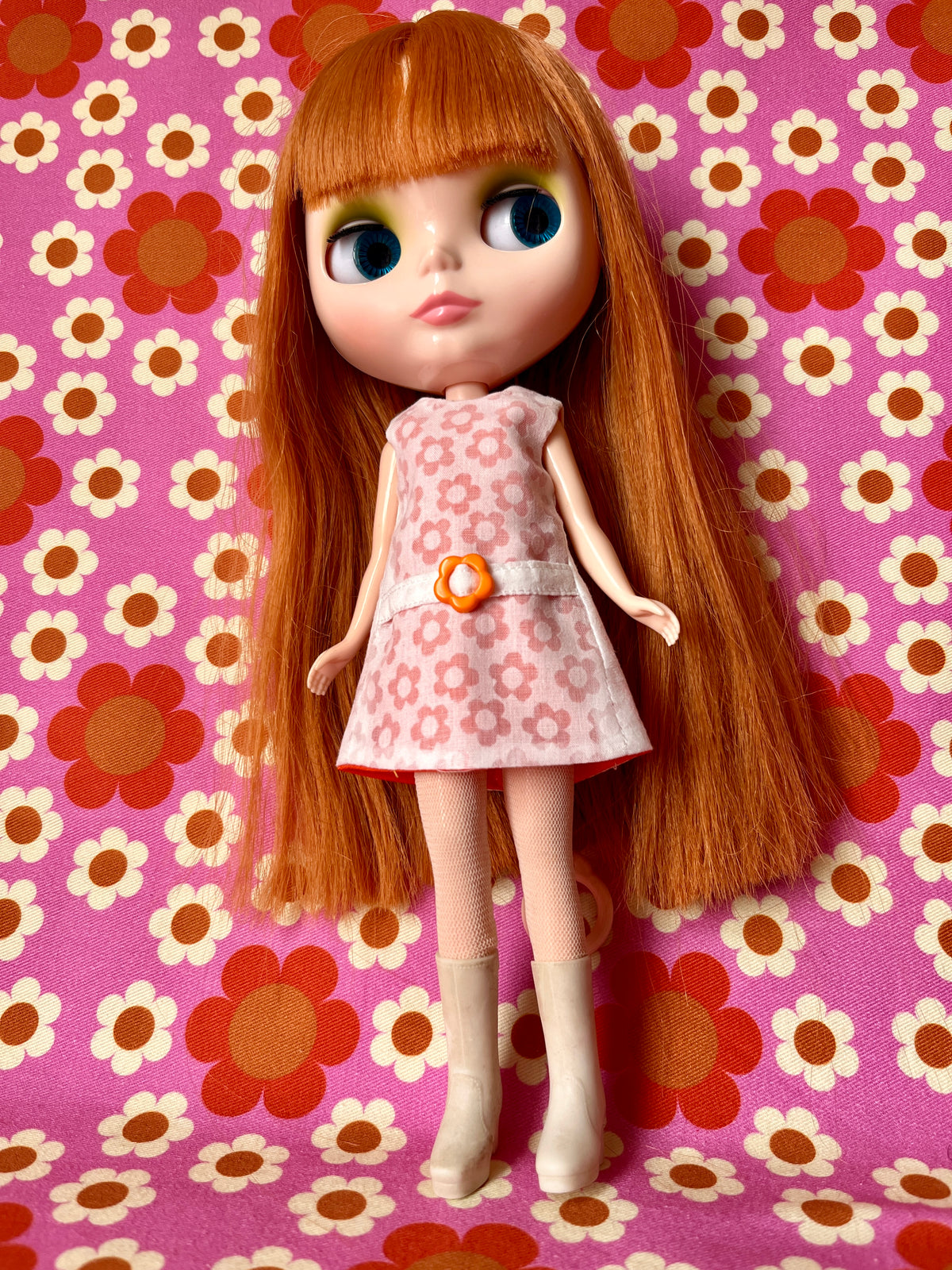 Orange Daisy Buckle Mod Cilla Shift dress