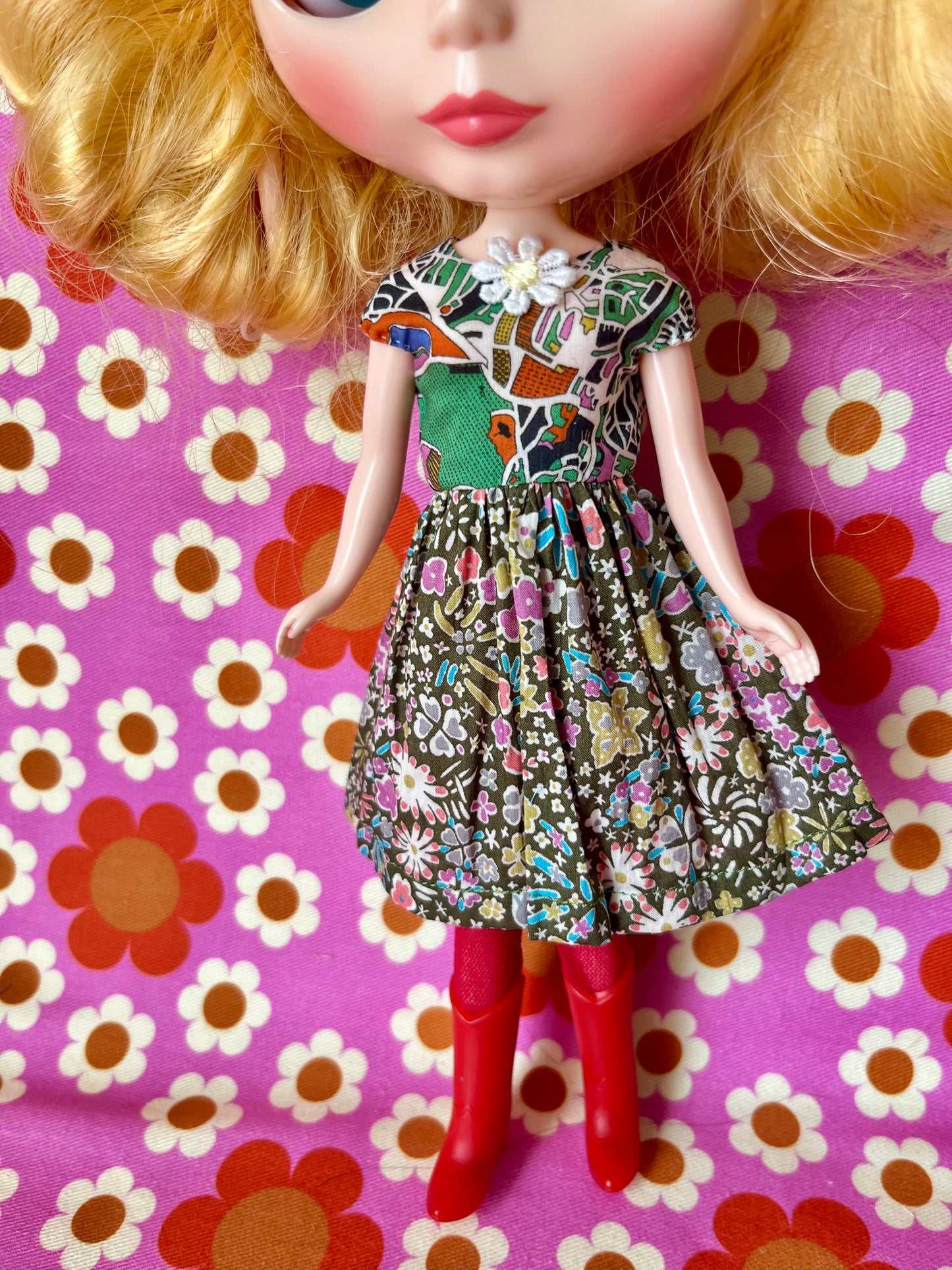 Liberty Cap Sleeve Dress for Blythe Doll
