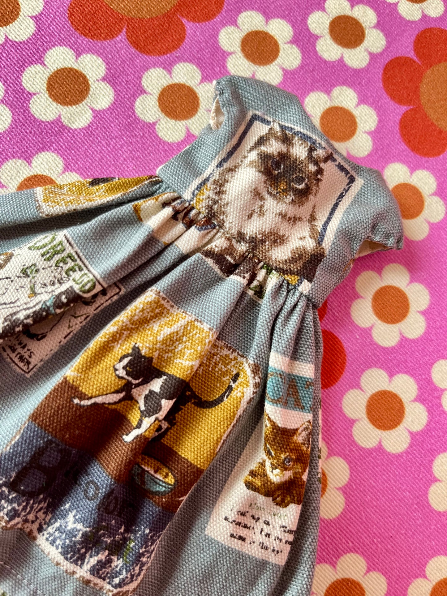 Cats Summer Cap Sleeve Dress for Blythe Doll