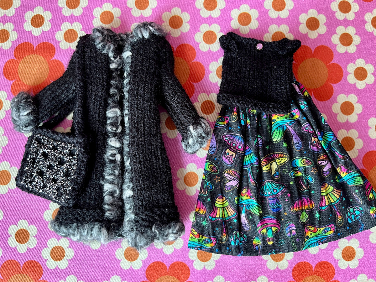Halloween Edition 4 Piece Set: Coat, Skirt, Sweater, Bag (Boucle Trim)
