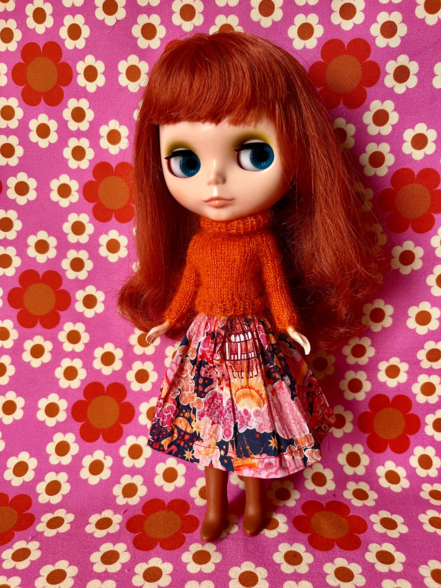 Liberty Skirt & Mohair Sweater Set for Blythe Doll