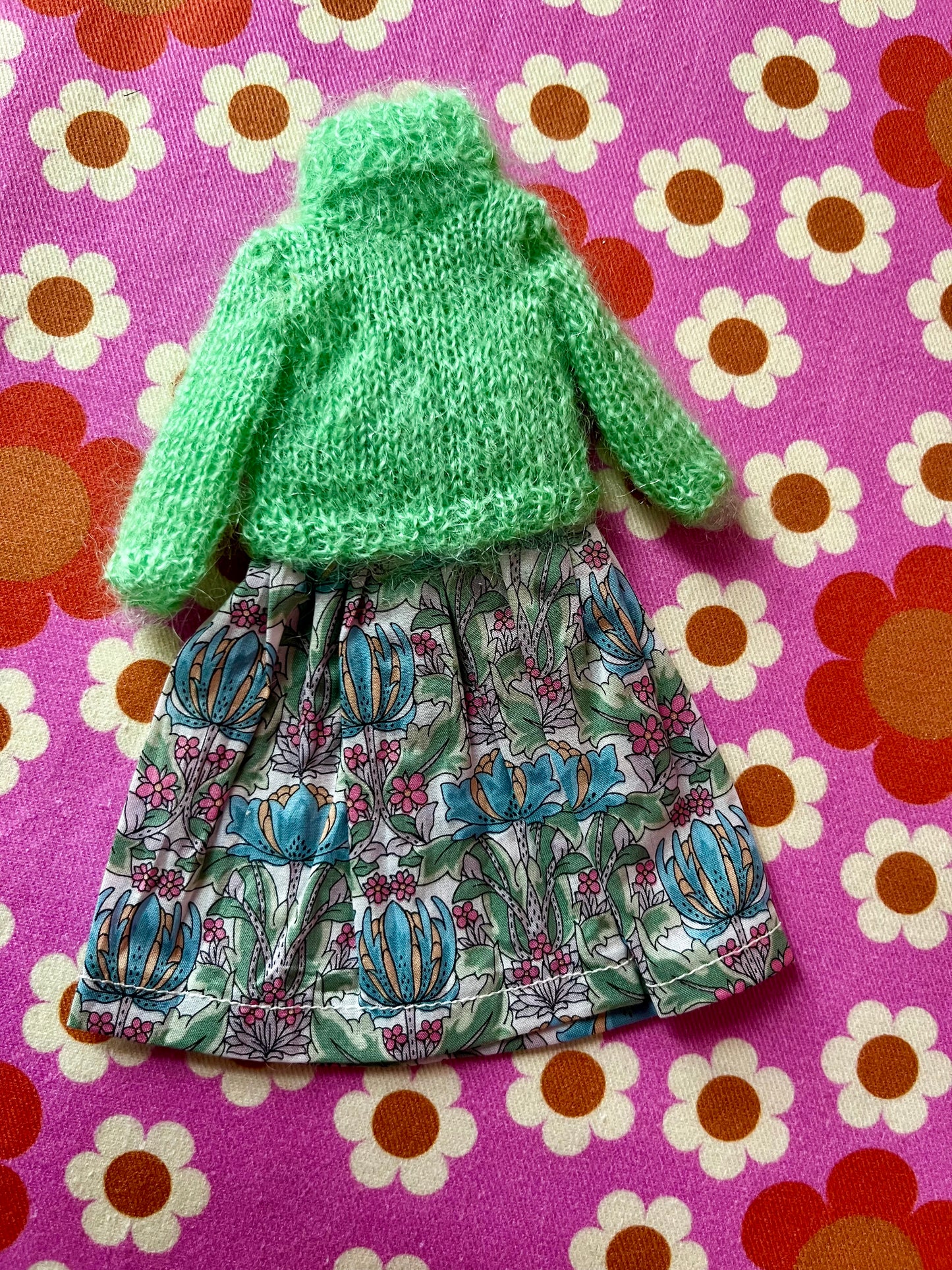 Liberty Skirt & Mohair Sweater Set for Blythe Doll