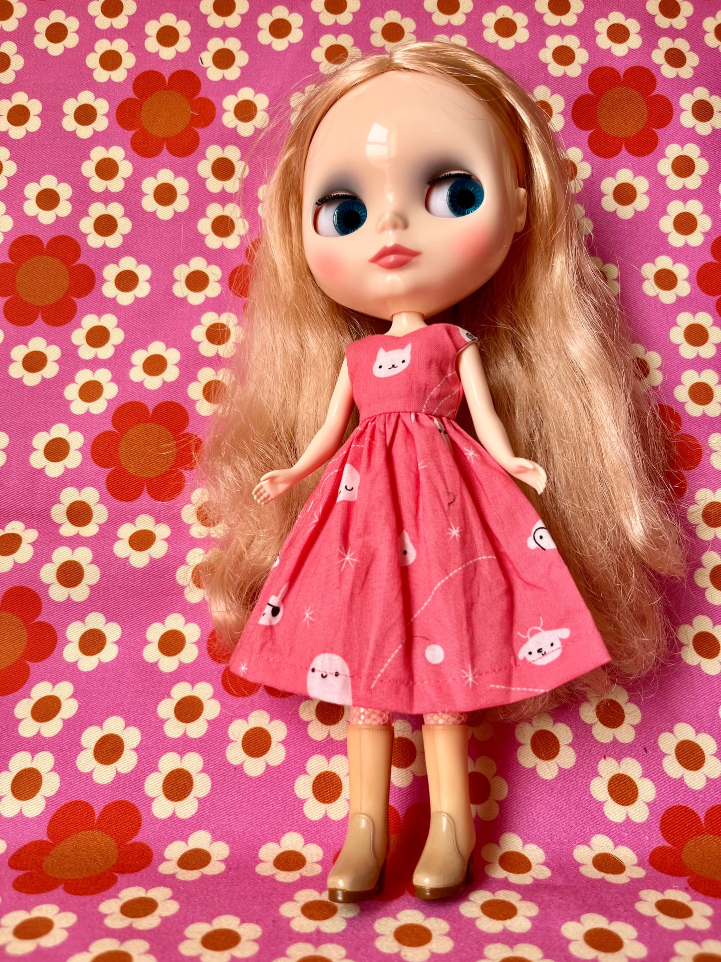 Cat Print Dress for Blythe Doll