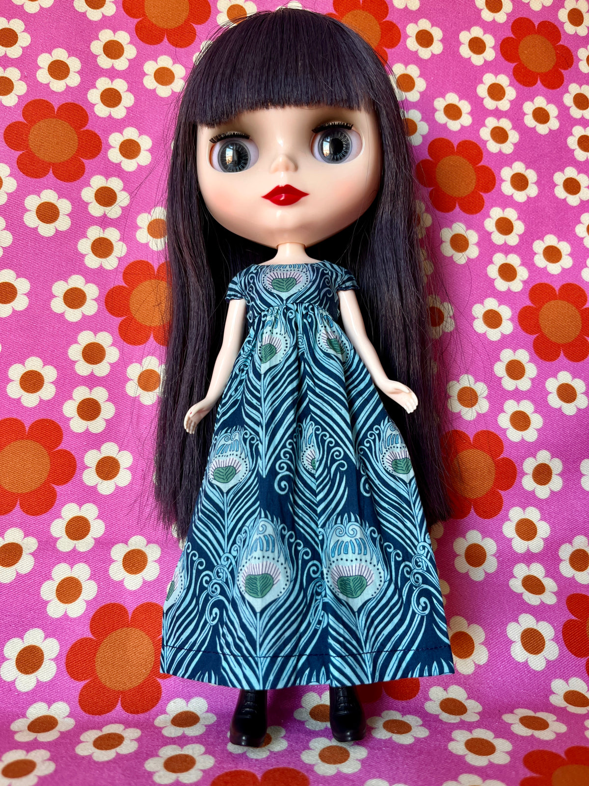 Goth Austen Liberty Regency Dress for Blythe Doll Peacock