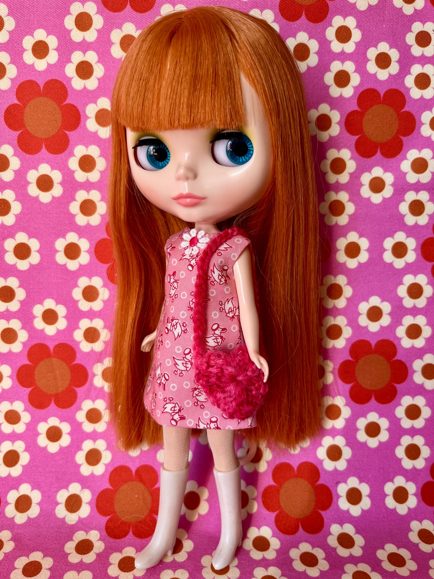 Pink Small Chick Easter Print Dress for Blythe Doll & bag