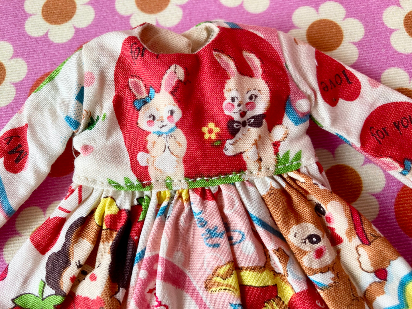 Heart Bunnies Dress for Blythe Doll
