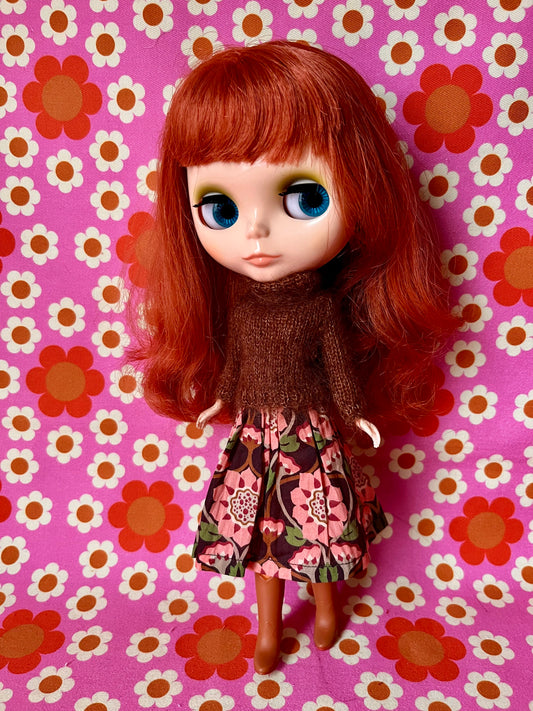 Liberty Skirt & Mohair Sweater Set for Blythe Doll