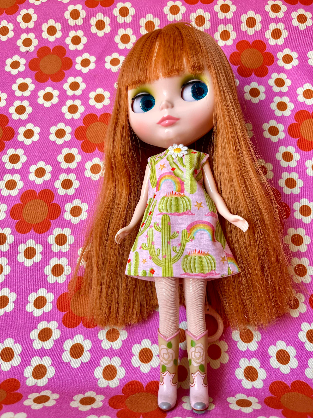 Rainbow Cactus Print Mod Cilla Shift dress