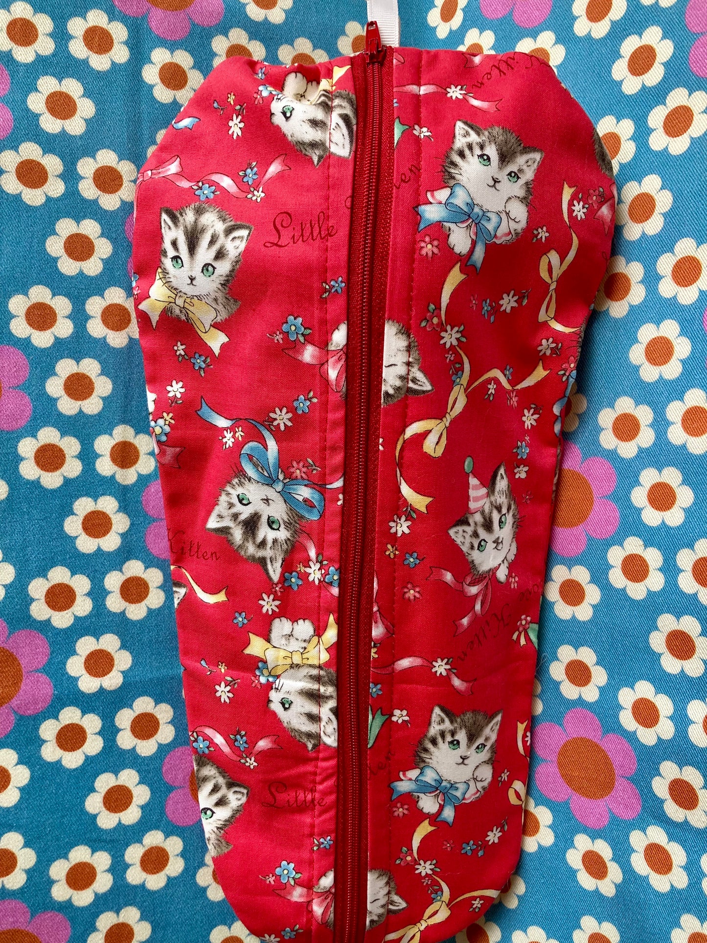 Red Party Kitten fabric Blythe Doll Cary Case Neo-Blythe size
