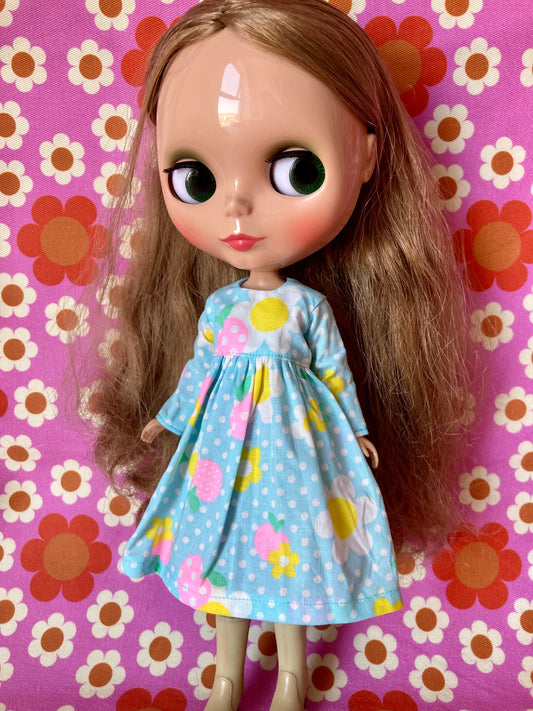 Blue Daisy Long Sleeve Dress for Blythe Doll