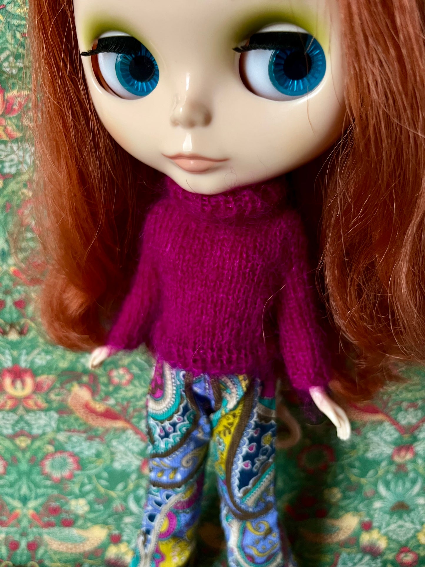 Liberty Corduroy Flared Trousers & Mohair Sweater Set for Blythe Doll