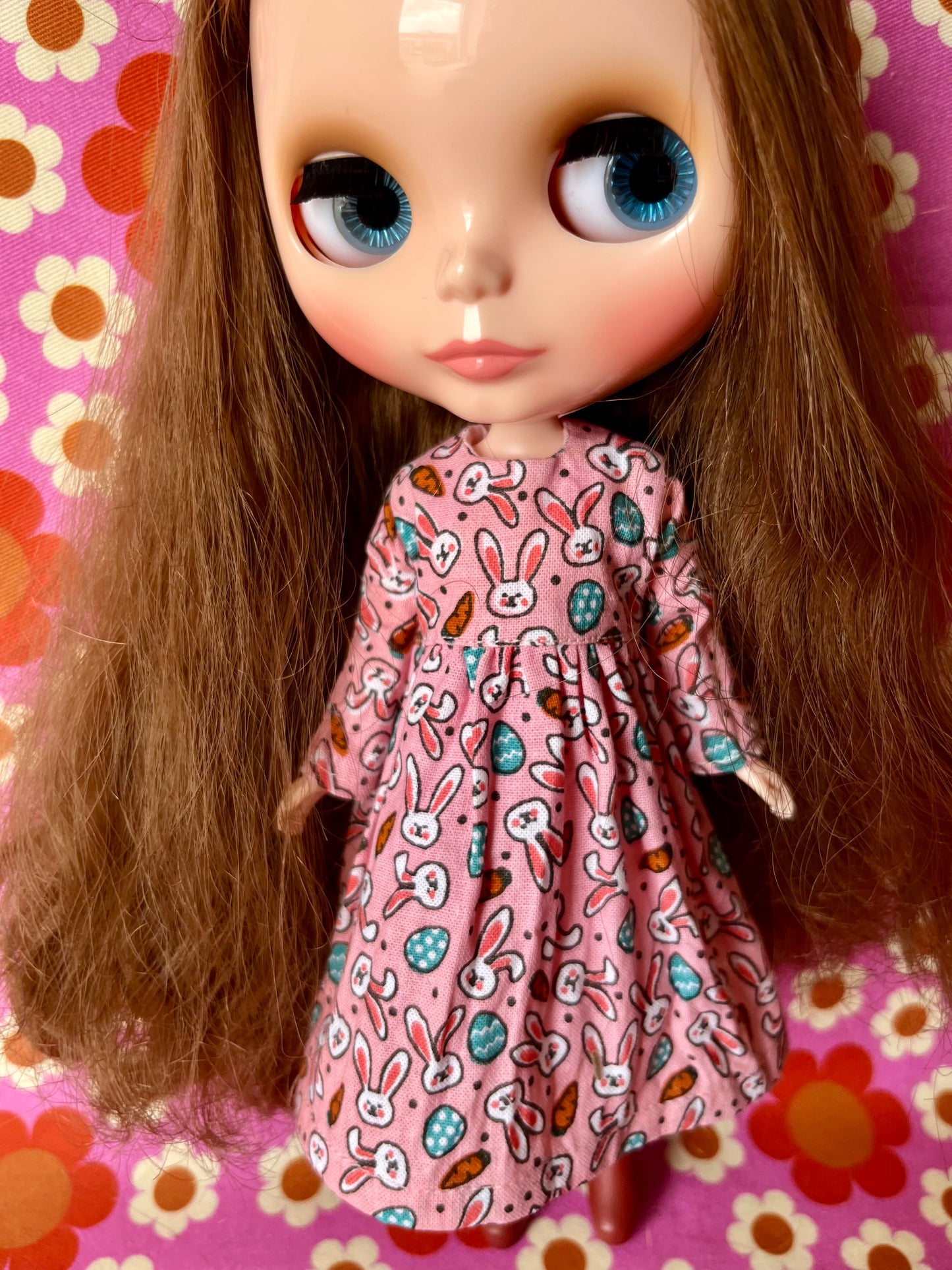 Pink Bunny Cute Print Dress for Blythe Doll