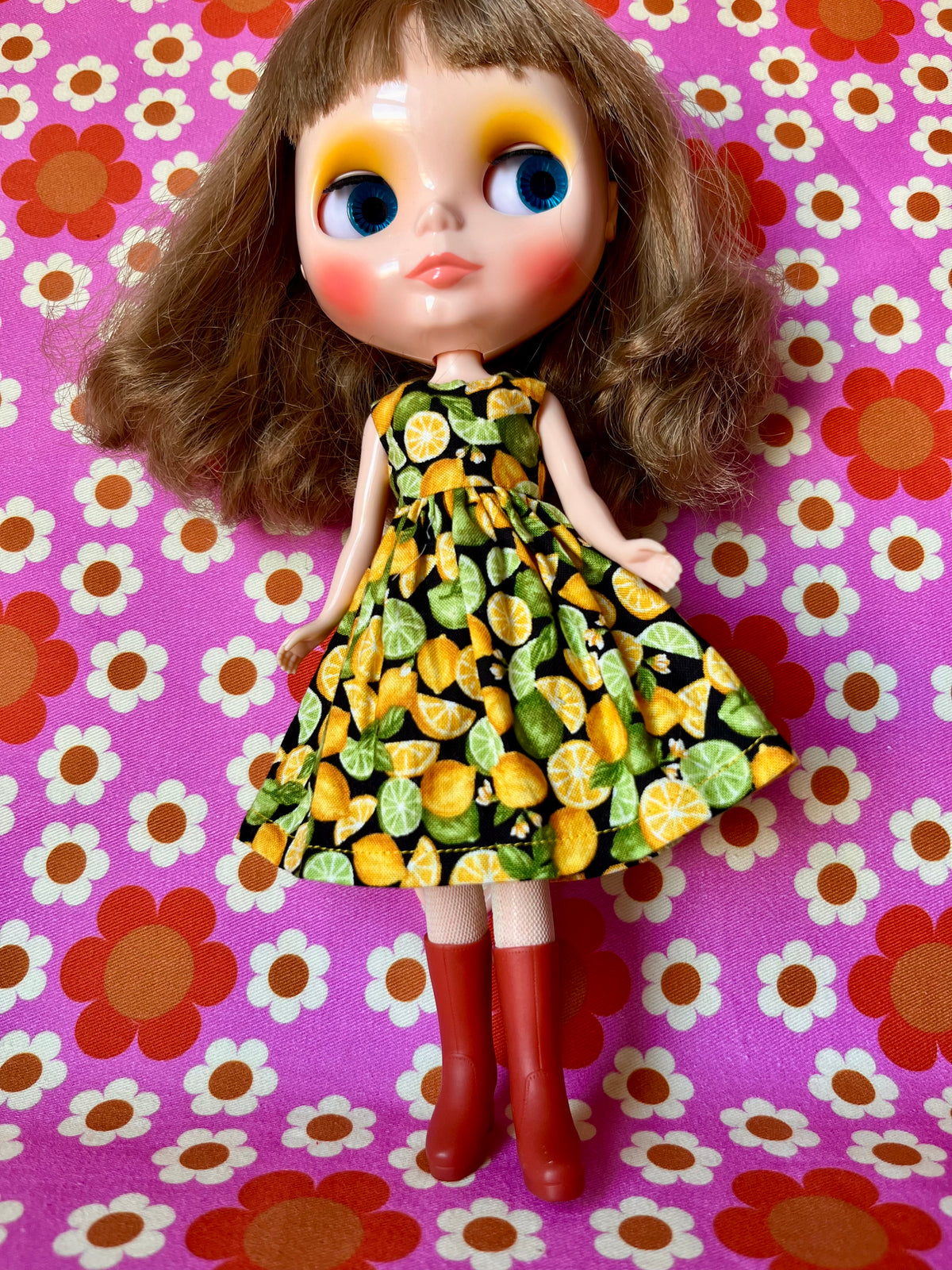 Lemons Summer Sleeveless Dress for Blythe Doll