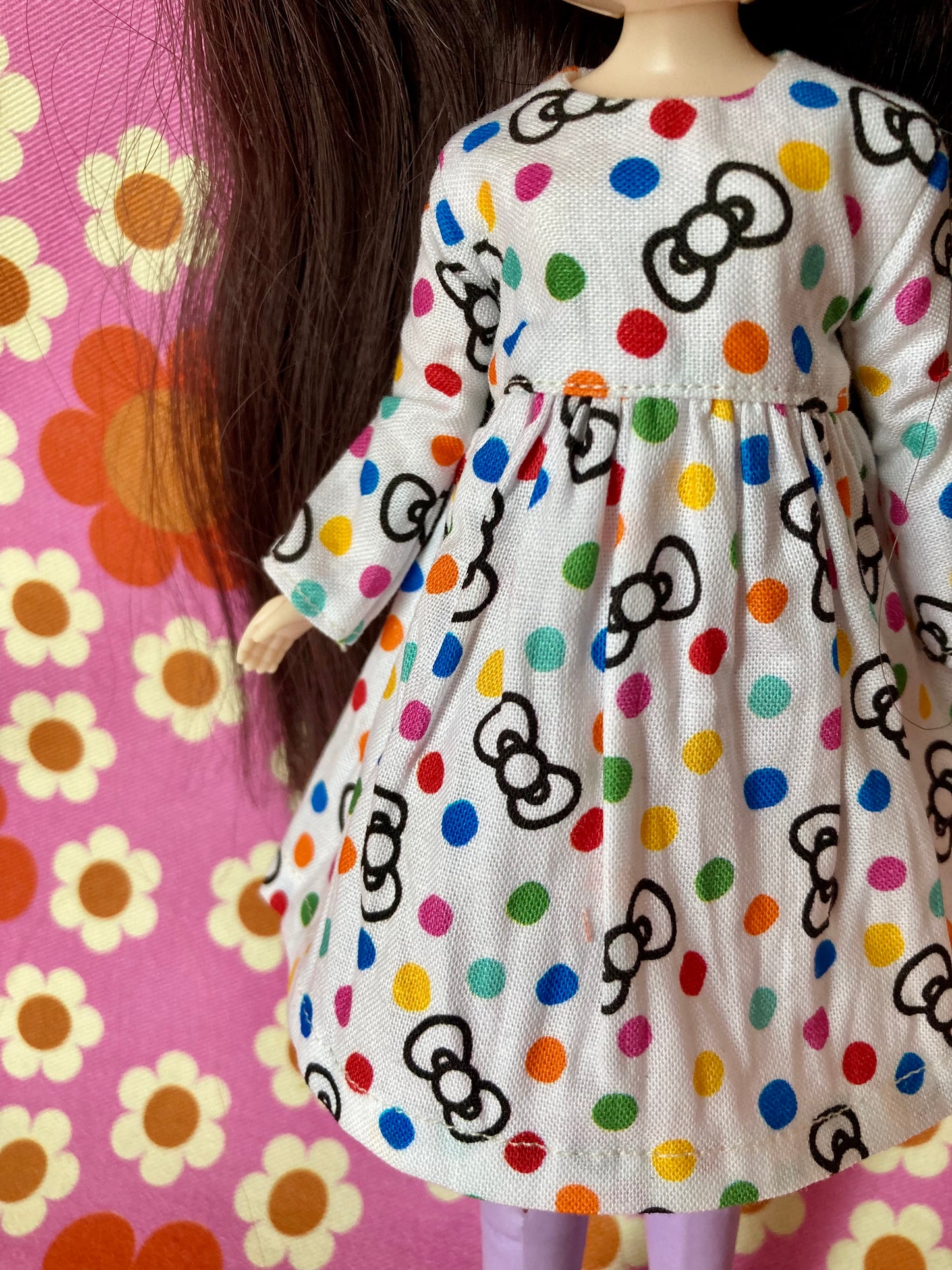 Cute Sanrio Hello Kitty Bow Japanese Print Dress for Blythe Doll
