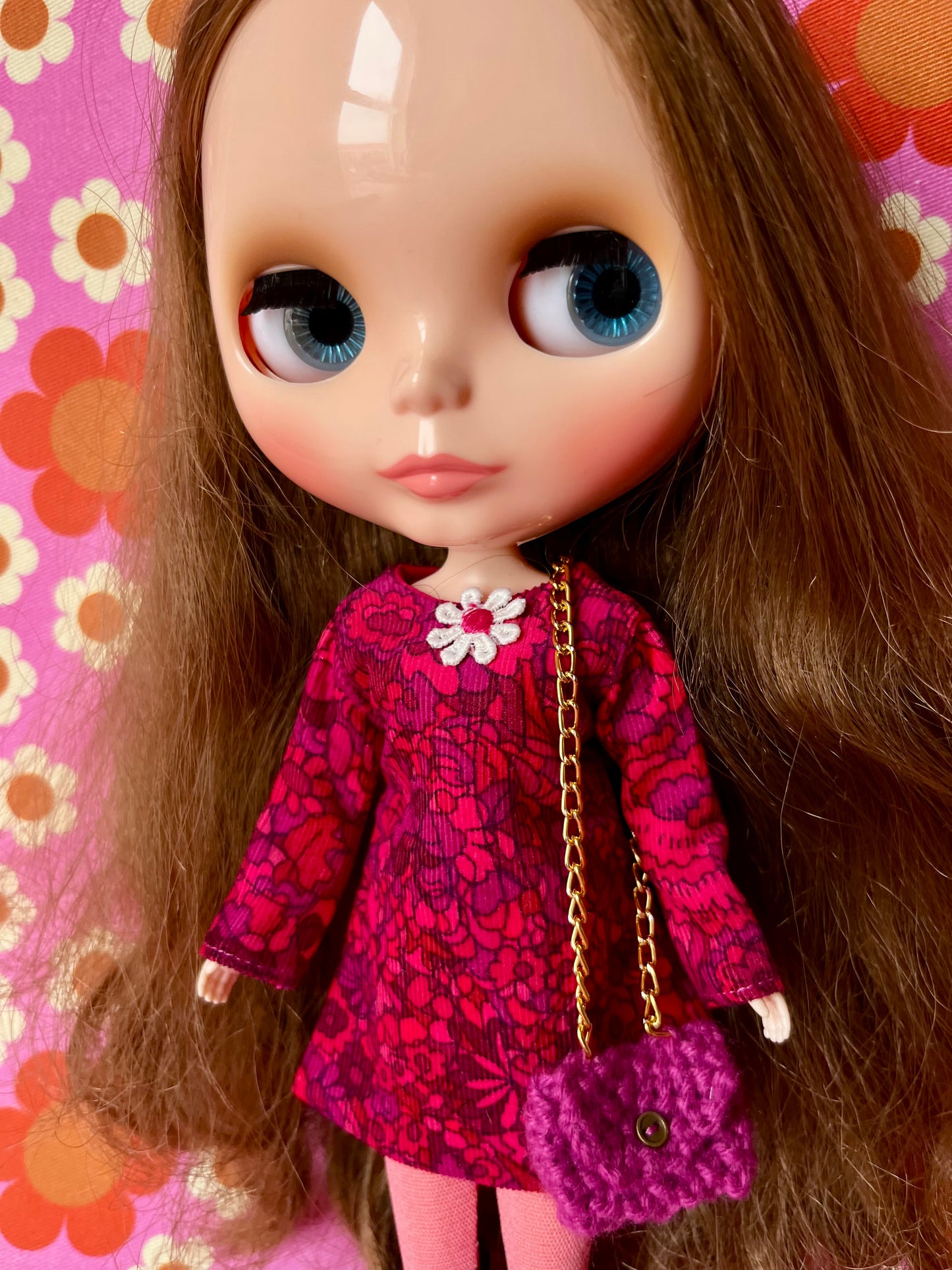 Liberty Corduroy Shift dress with sleeves & Bag which opens