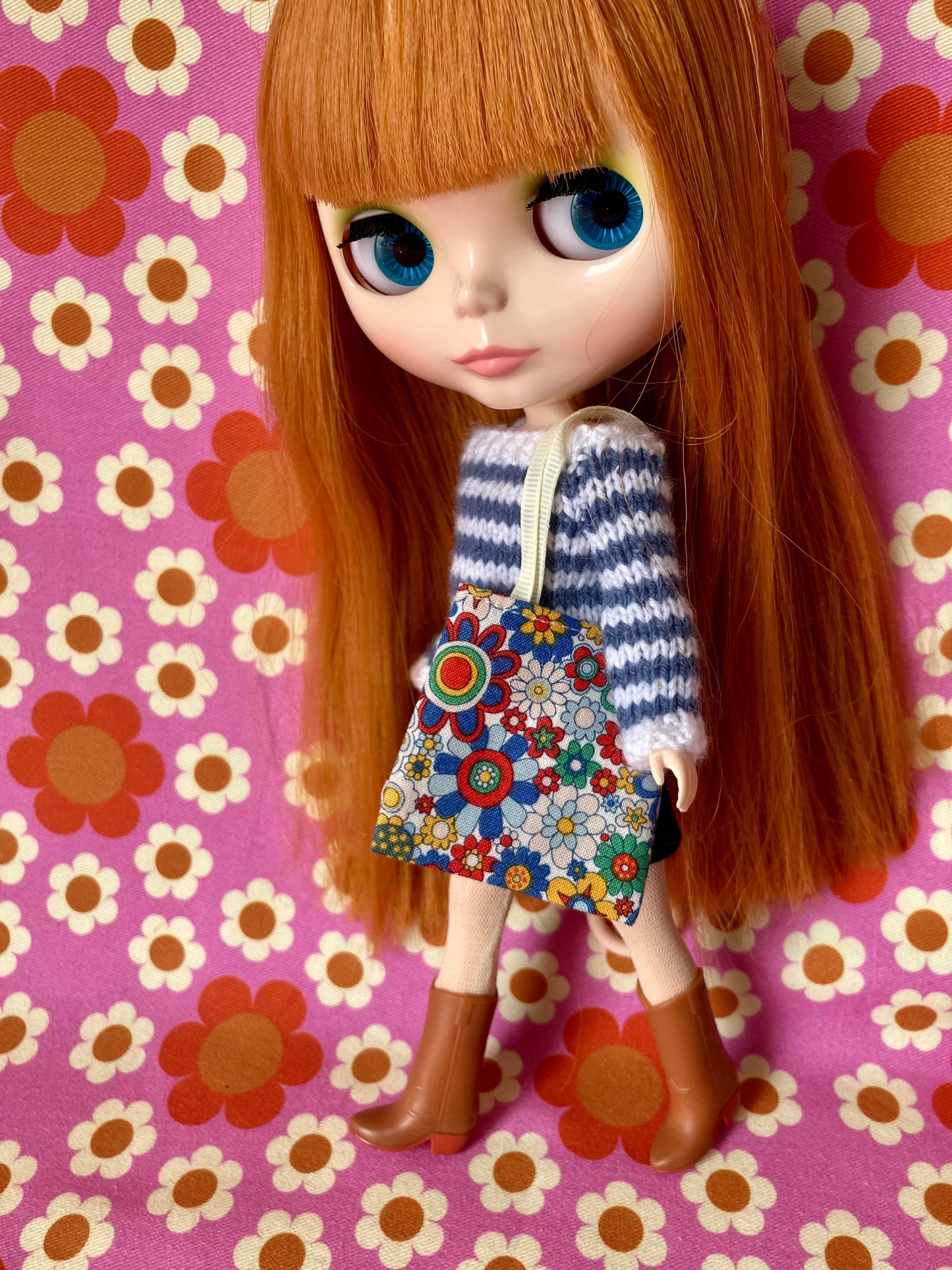 Breton Sweater, Skirt & Bag for Blythe Doll