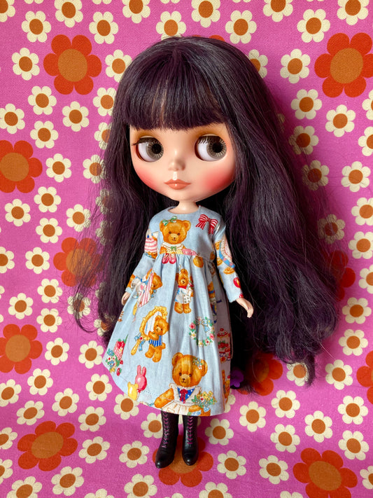 Blue Teddy Dress for Blythe Doll