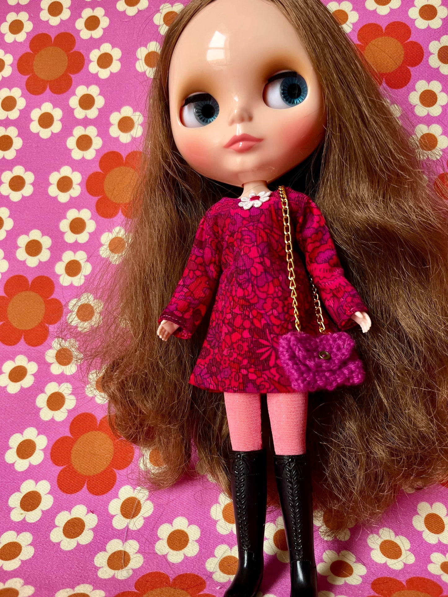 Liberty Corduroy Shift dress with sleeves & Bag which opens