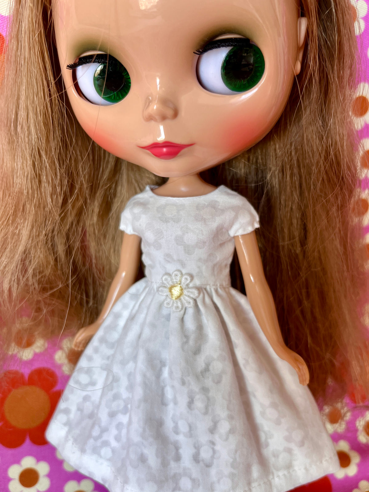 Daisy Cap Sleeve Dress for Blythe Doll (Yellow Daisy)