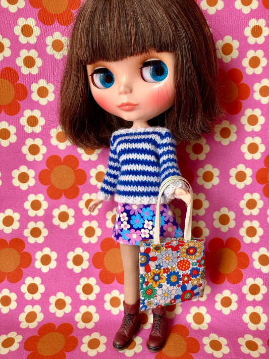 Breton Sweater, Skirt & Bag for Blythe Doll